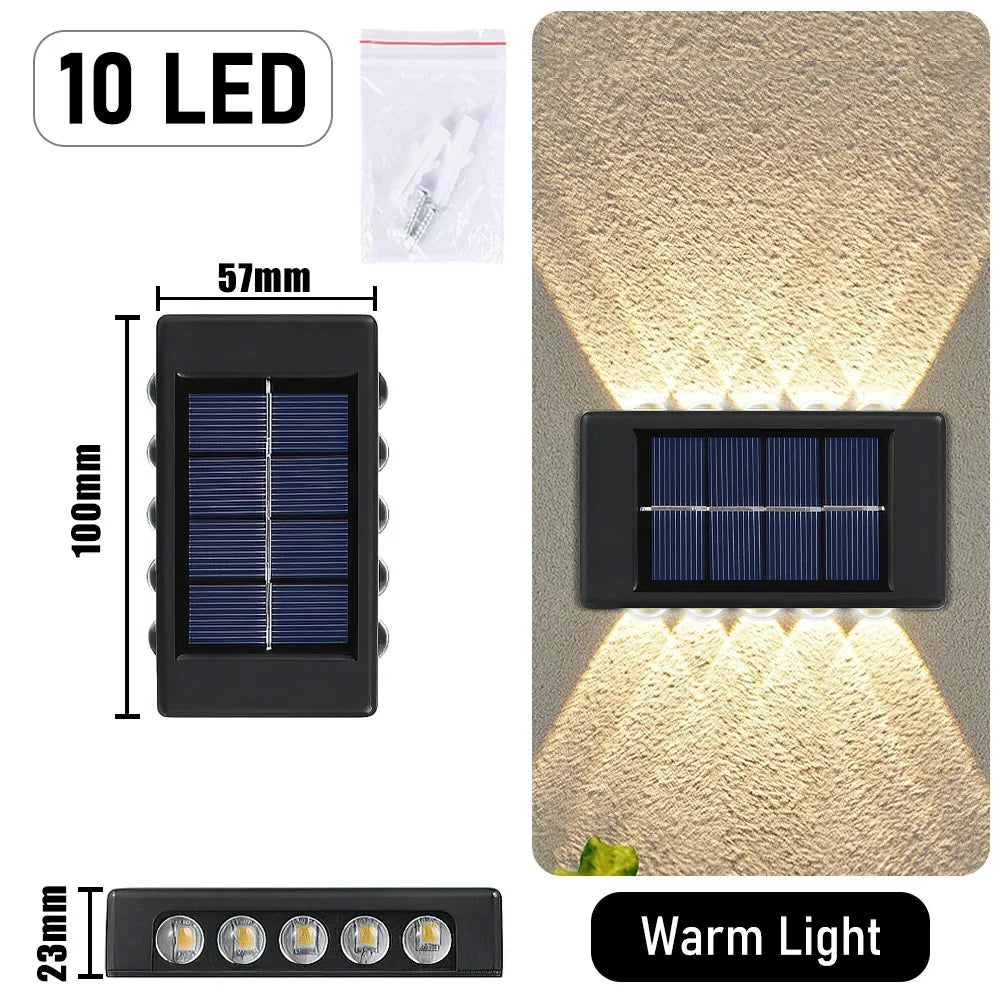Luminária Solar LED para Jardim e Cerca - Iluminação Superior e Inferior à Prova D'água